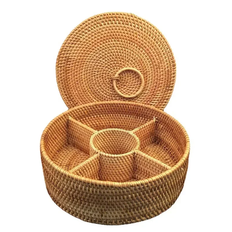Boîte en rotin naturel à 5 com - Food Snacks Basket avis et prix