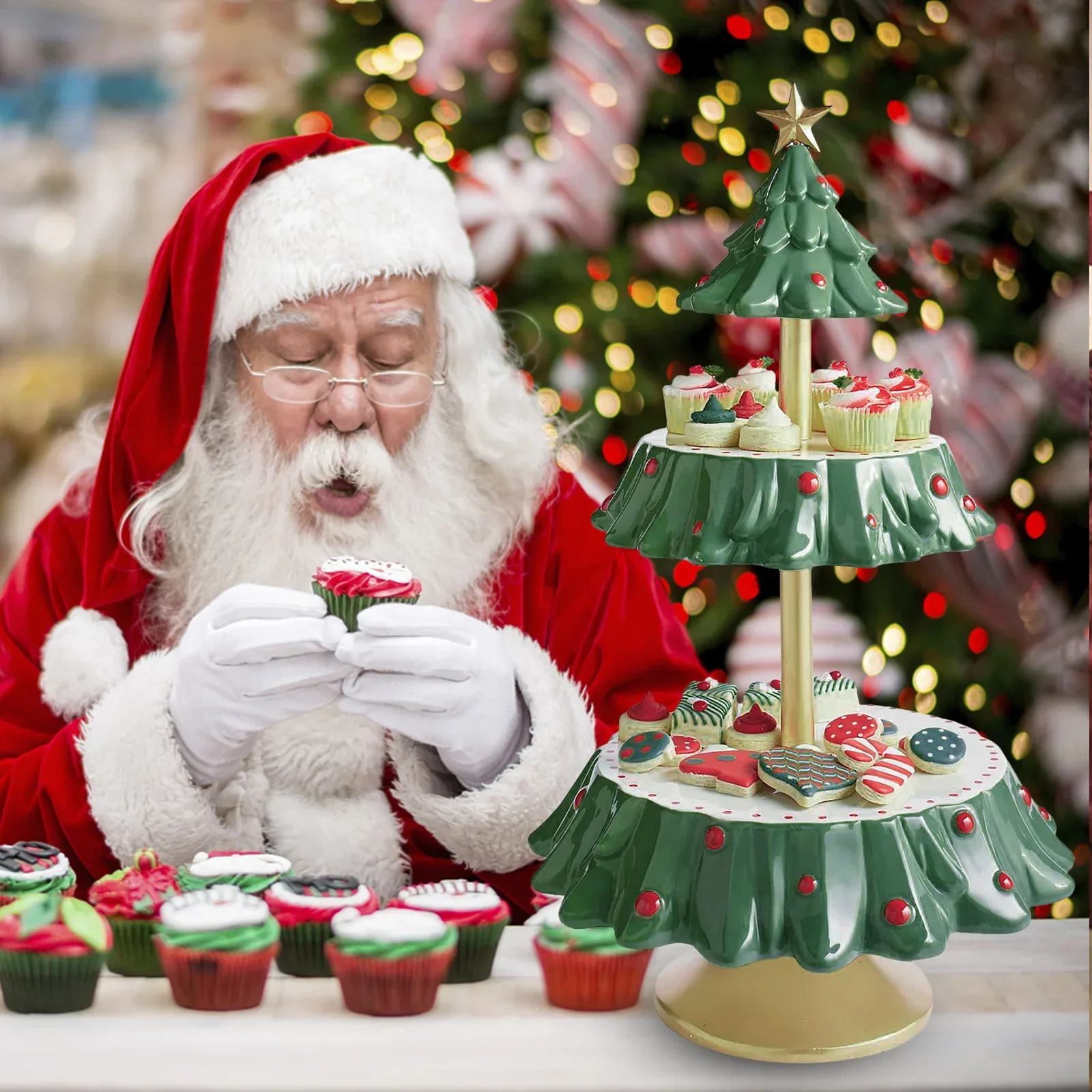 Plateau de service double couc - Xmas Food Snacks avis et prix
